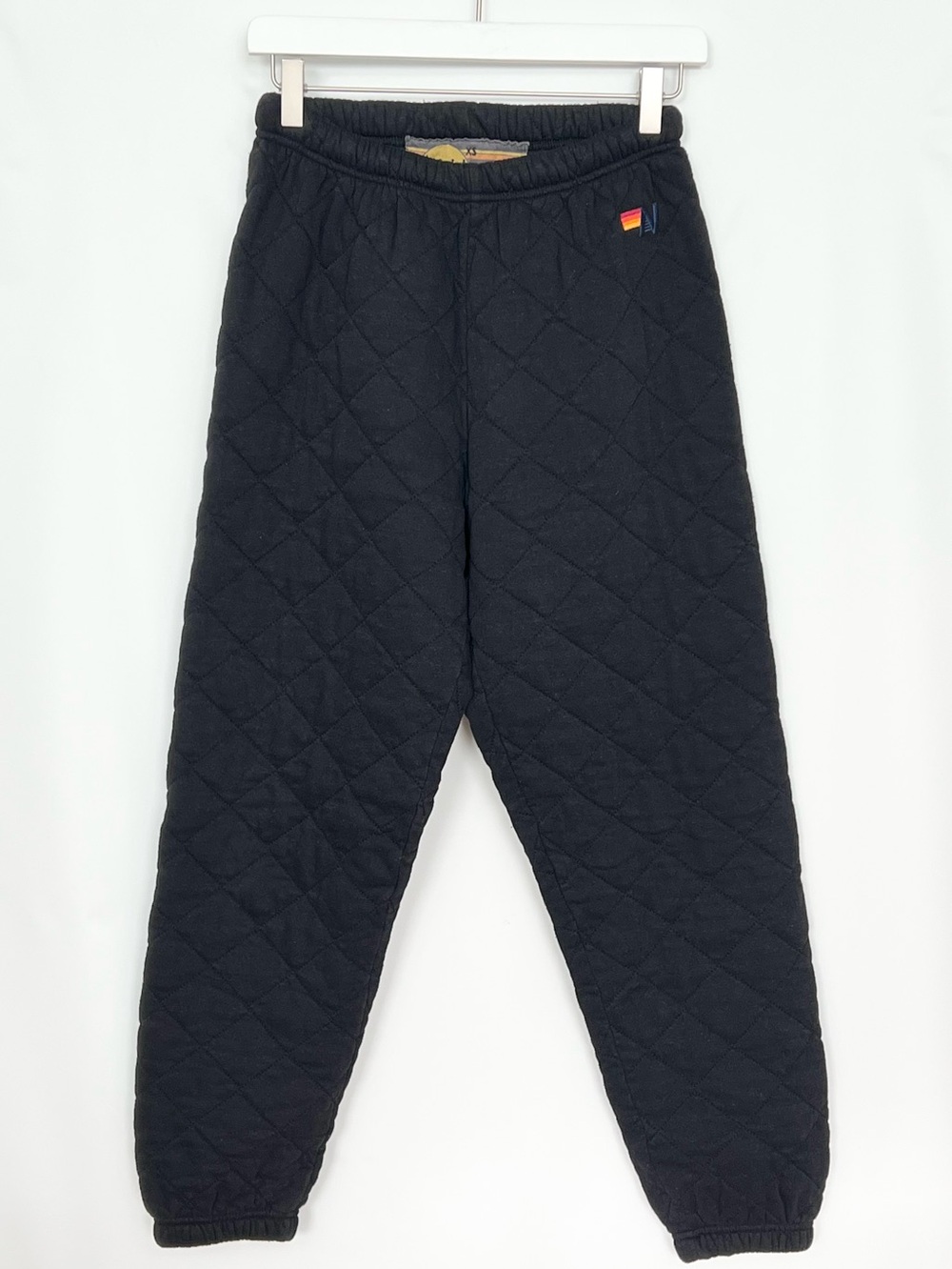 Aviator Nation Quilted Sweatpants Black XS Unisex Cotton Blend Made in USA